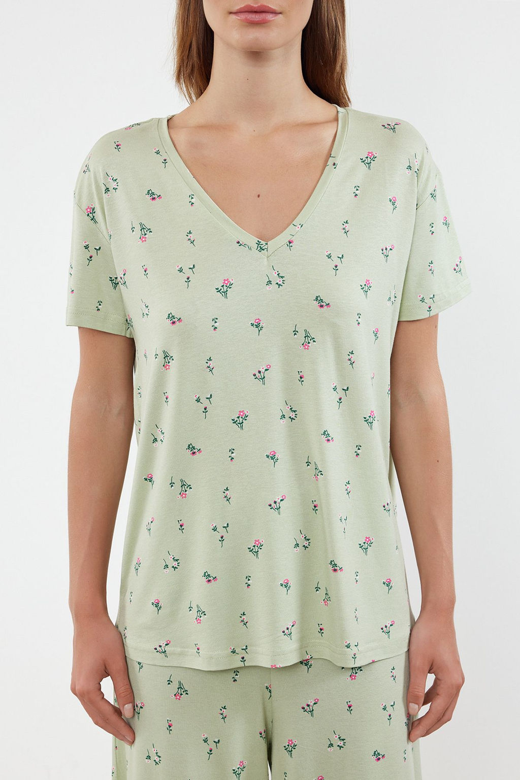 Trendyolmilla Pudra-Cok Renkli Cicekli Orme Pijama Tak?m? THMSS24PT00231 фото 16