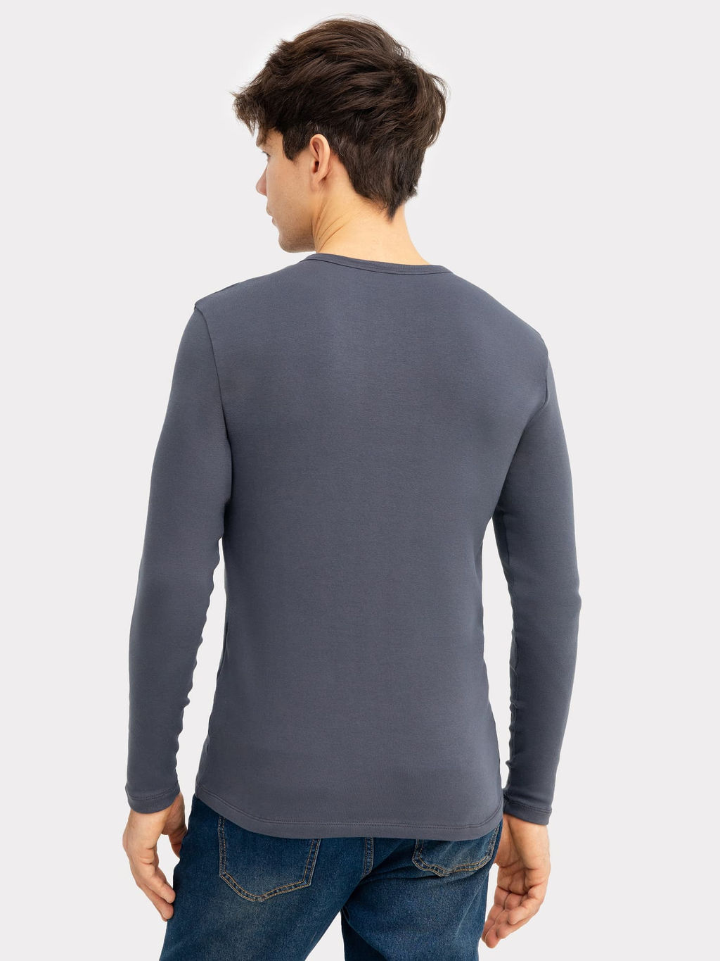 Лонгслив мужской в сером цвете графит 121862/1 - Mark formelle фото 4
