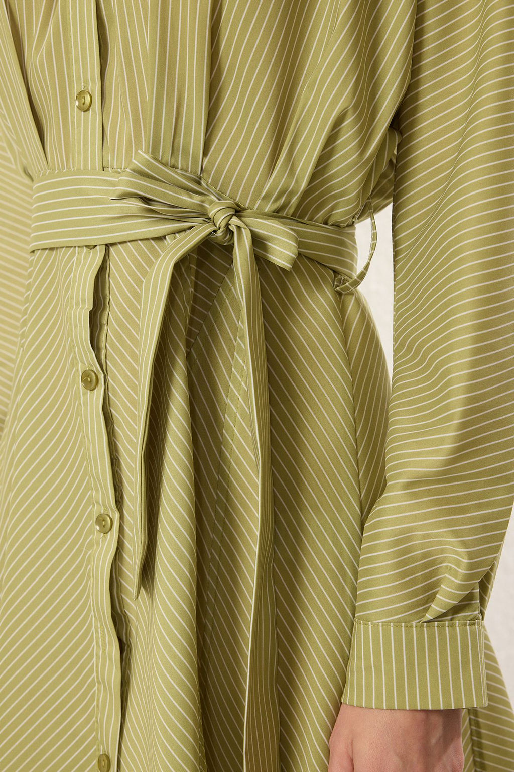 Yag Yesil Cizgili Kusakl? K?sa / Mini Dokuma Elbise TWOAW25EL00154