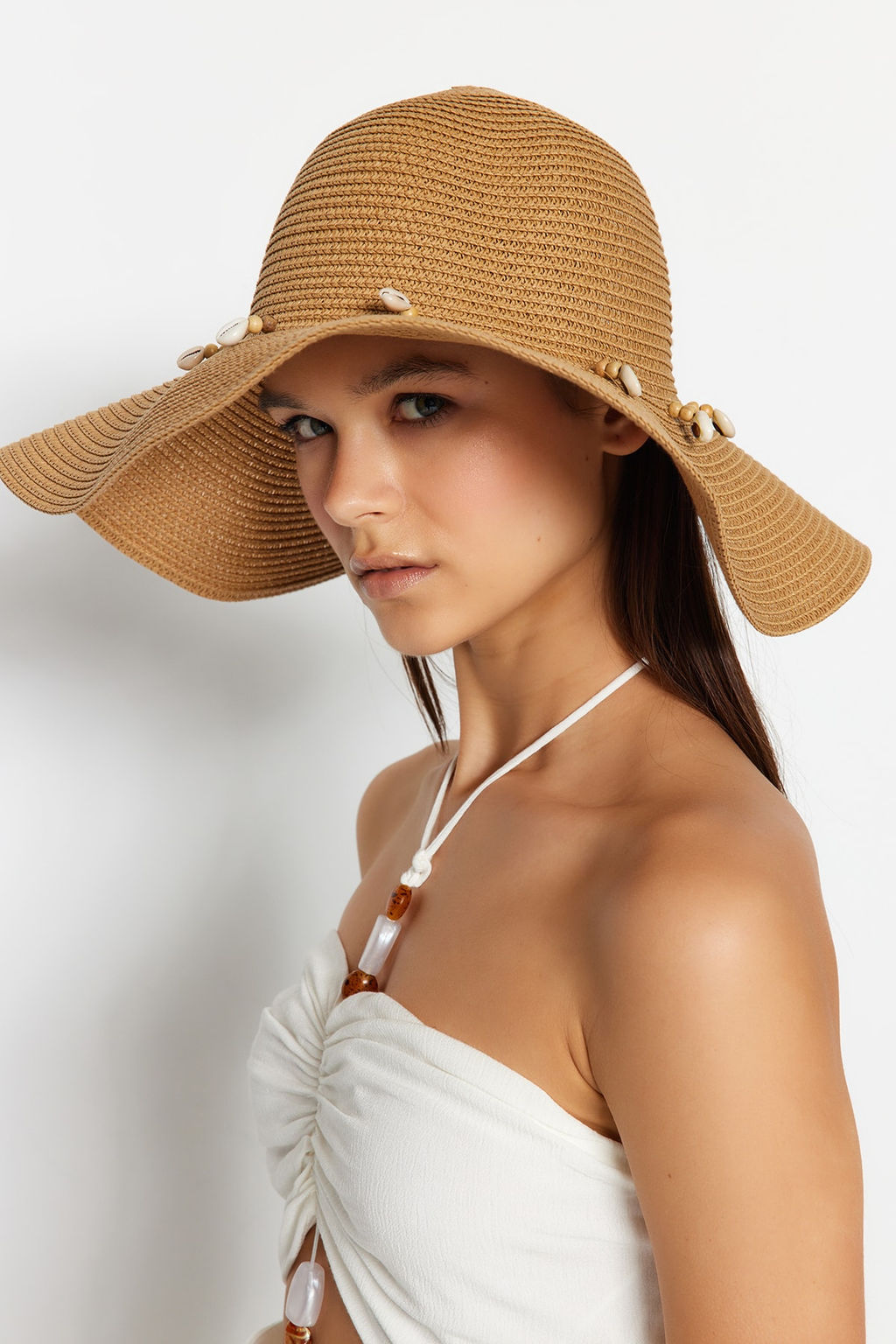 Camel Deniz Kabugu Detayl? Has?r Kad?n Sapka TWOSS23SP00011 - Trendyolmilla фото 3