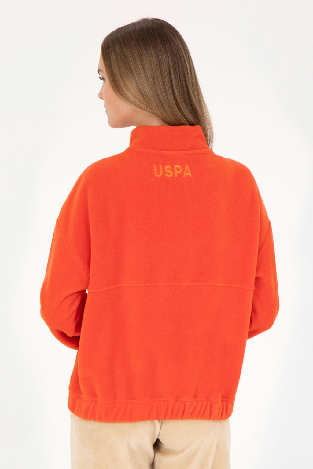 Женский оранжевый свитшот с воротником стойкой Неожиданная скидка в корзине - U.s. polo assn фото 5