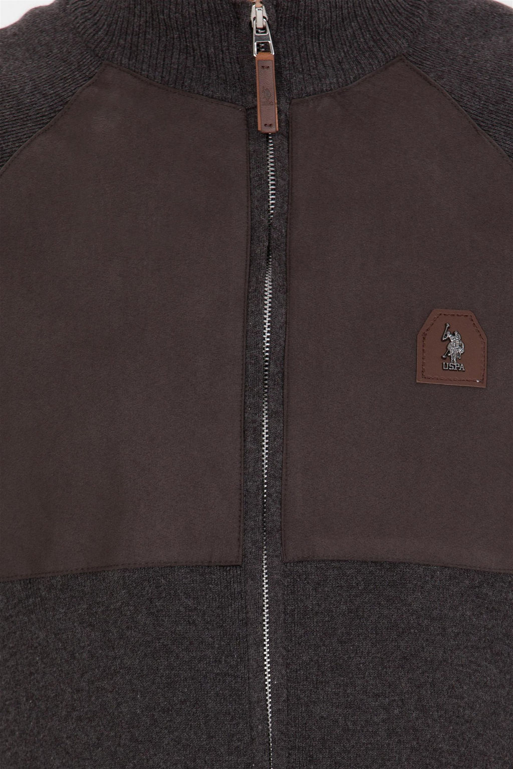 U. S. Polo Assn / Мужской трикотажный кардиган антрацитового меланжевого цвета - U.s. polo assn фото 12