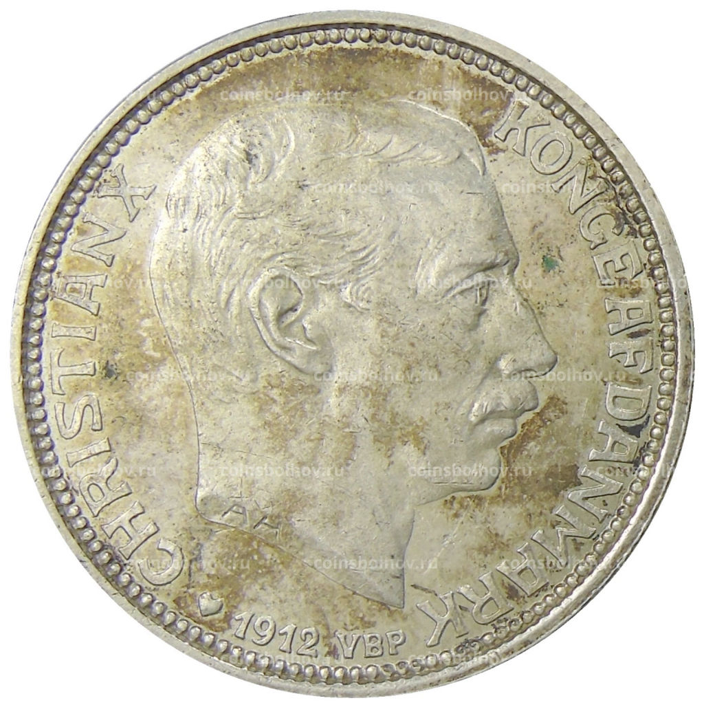 2 кроны 1912 года Дания Смерть Фредерика VIII и вступление на престол Кристиана X