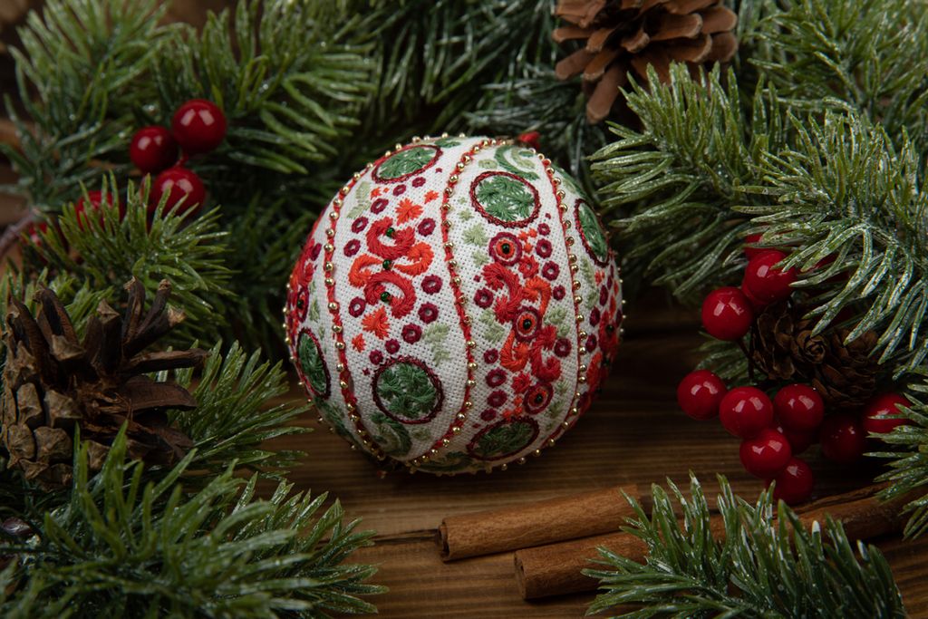 Набор для вышивания PANNA IG-7387 Новогодняя игрушка. Рождественские узоры 8.5 х 8.5 см