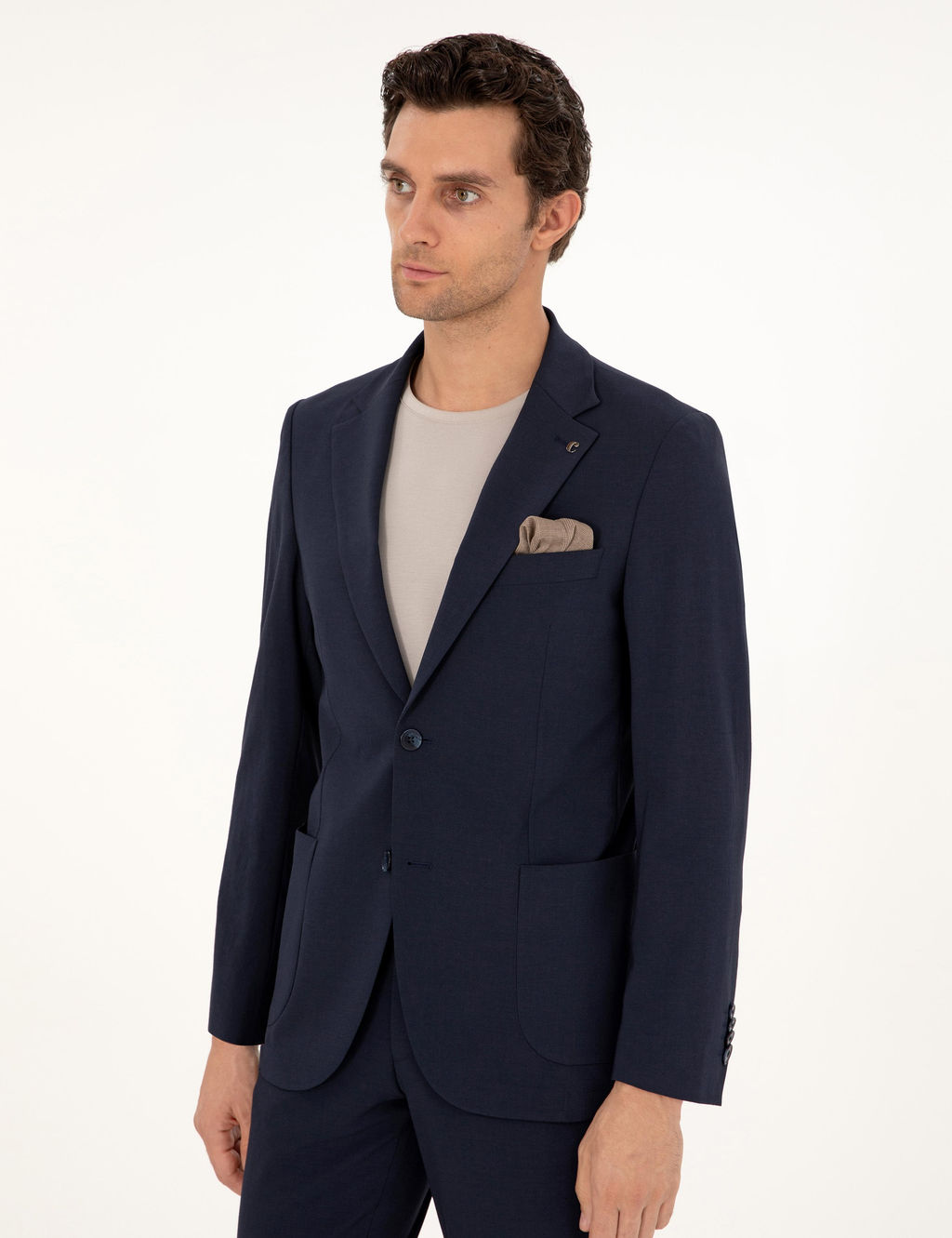 Темно-синий приталенный костюм - Cacharel фото 3