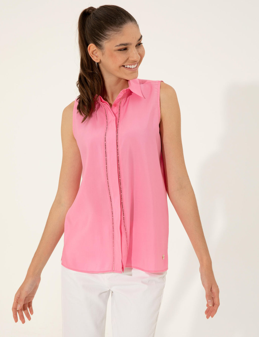 Pembe Regular Fit Kolsuz Bluz - Pierre cardin фото 4