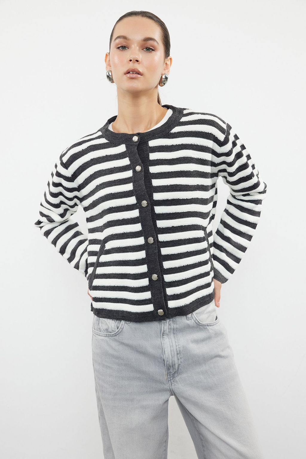 Antrasit Kapusonlu Triko H?rka TWOAW25HI00070 - Trendyolmilla фото 3