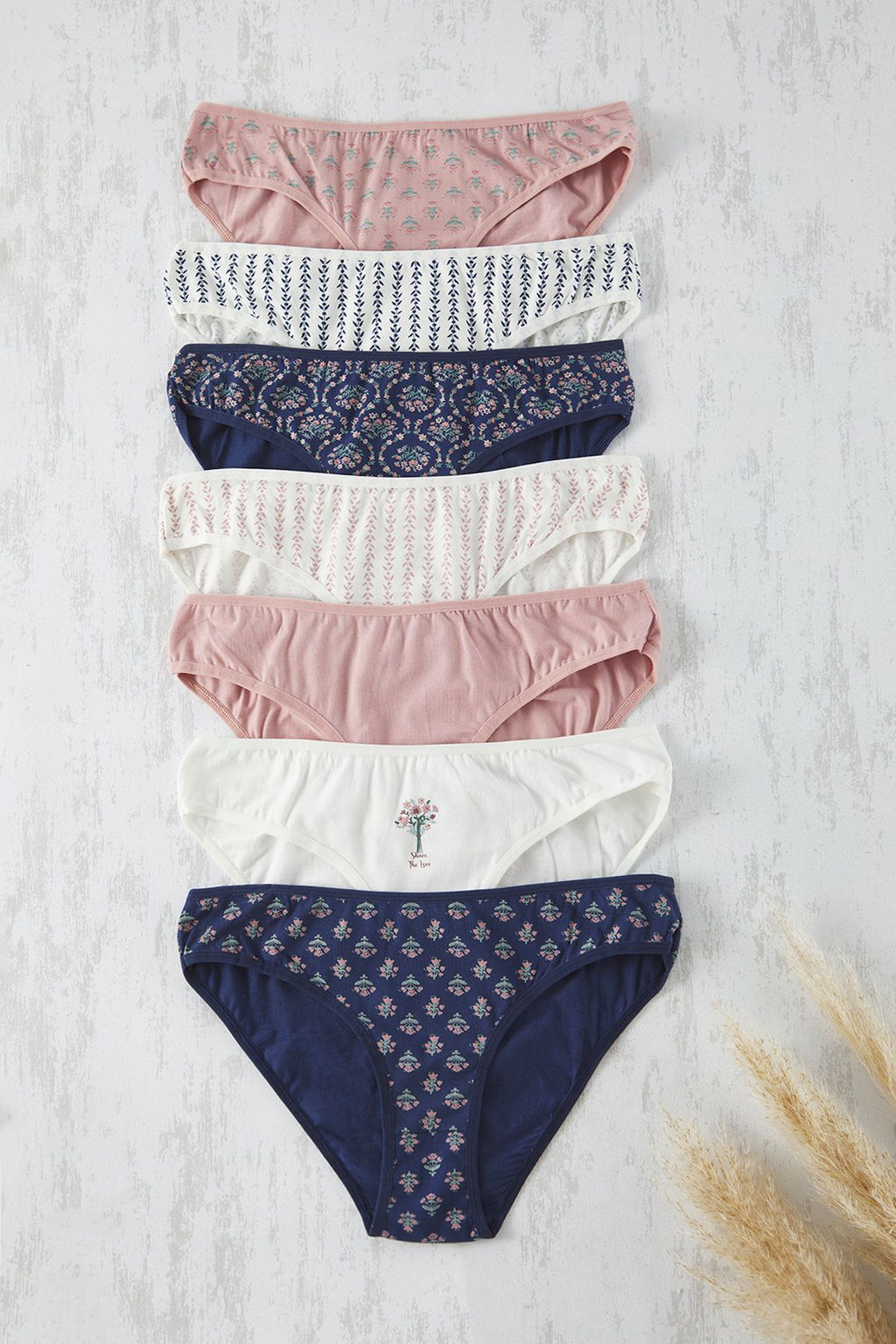 TRENDYOLMILLA Cok Renkli 7li Paket Pamuklu Sloganl? Klasik Orme Kulot THMAW25KU00030  фото 8