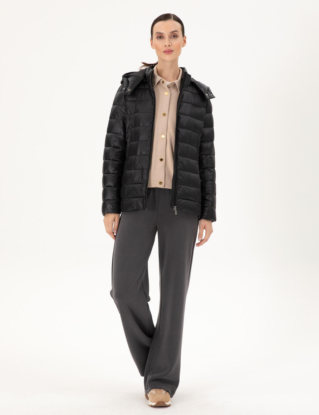 Siyah Kap__onlu Kapitone Mont - Pierre cardin фото 4