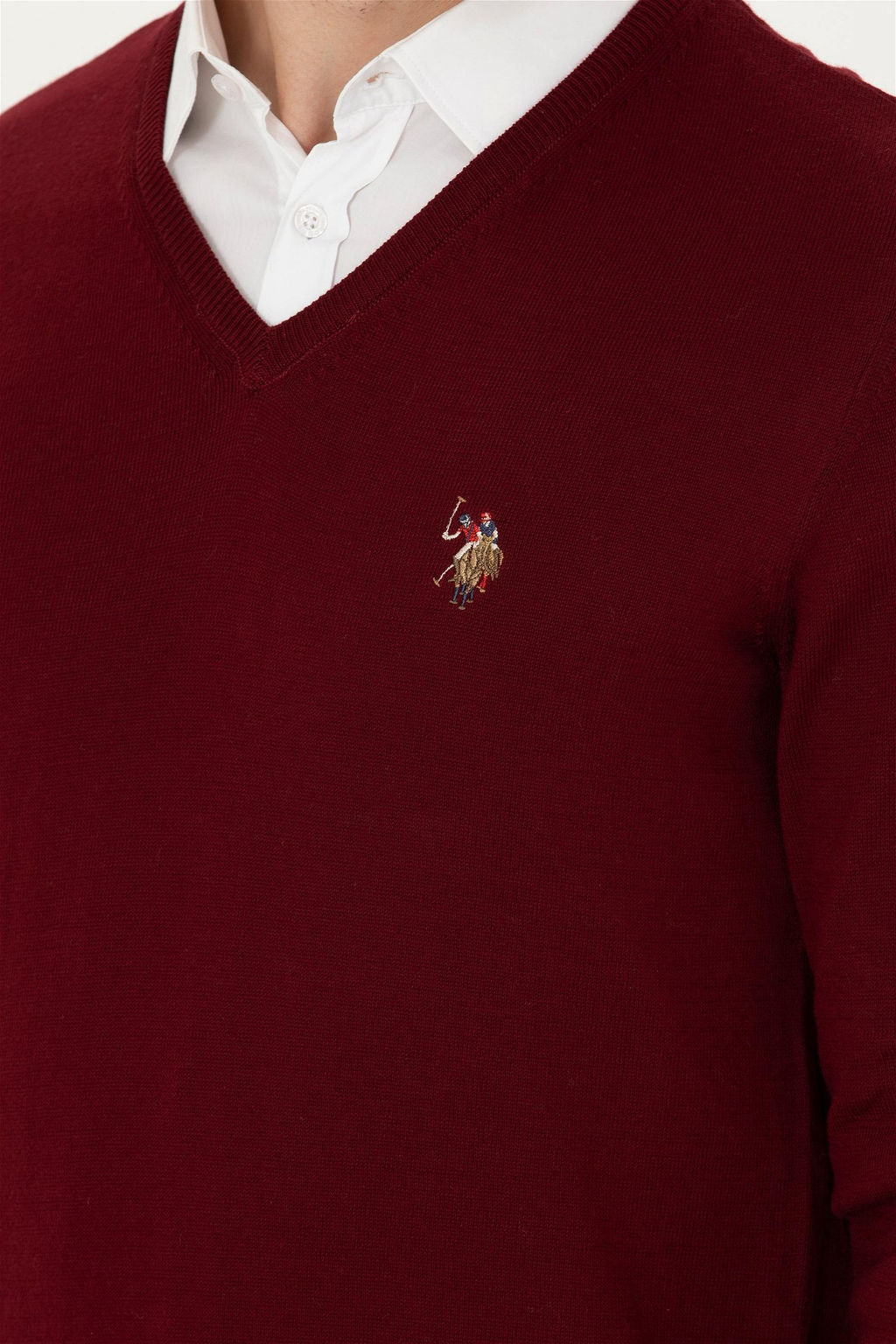 U. S. Polo Assn Мужской бордово-красный базовый свитер - U.s. polo assn фото 14