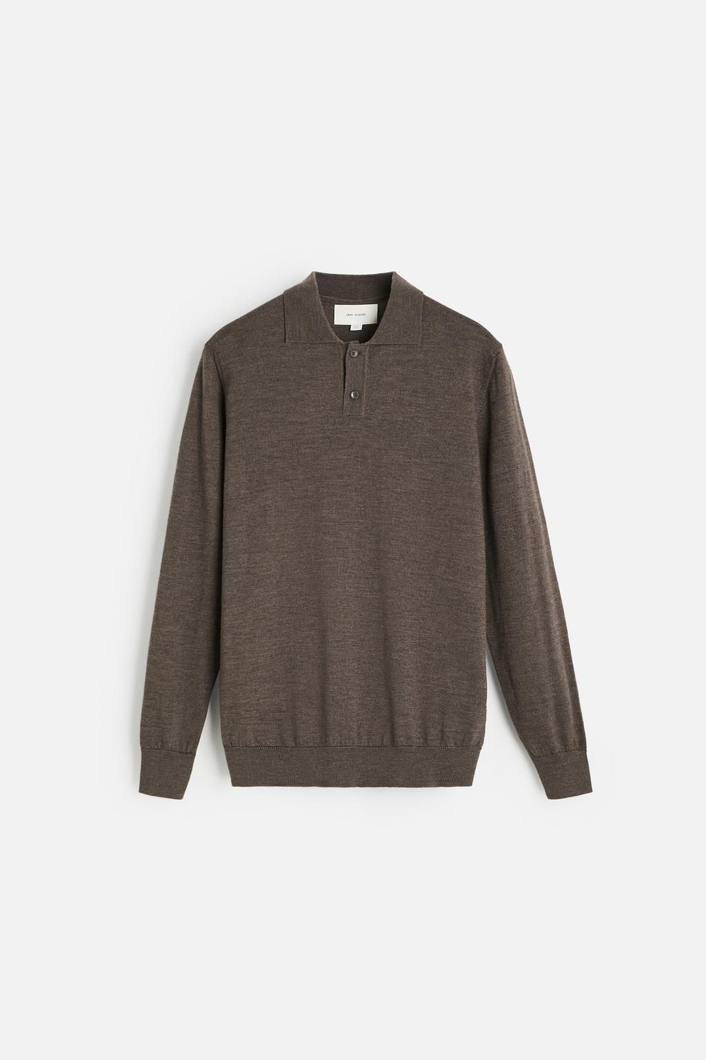MERINO WOOL KNIT POLO SHIRT - Zara фото 22