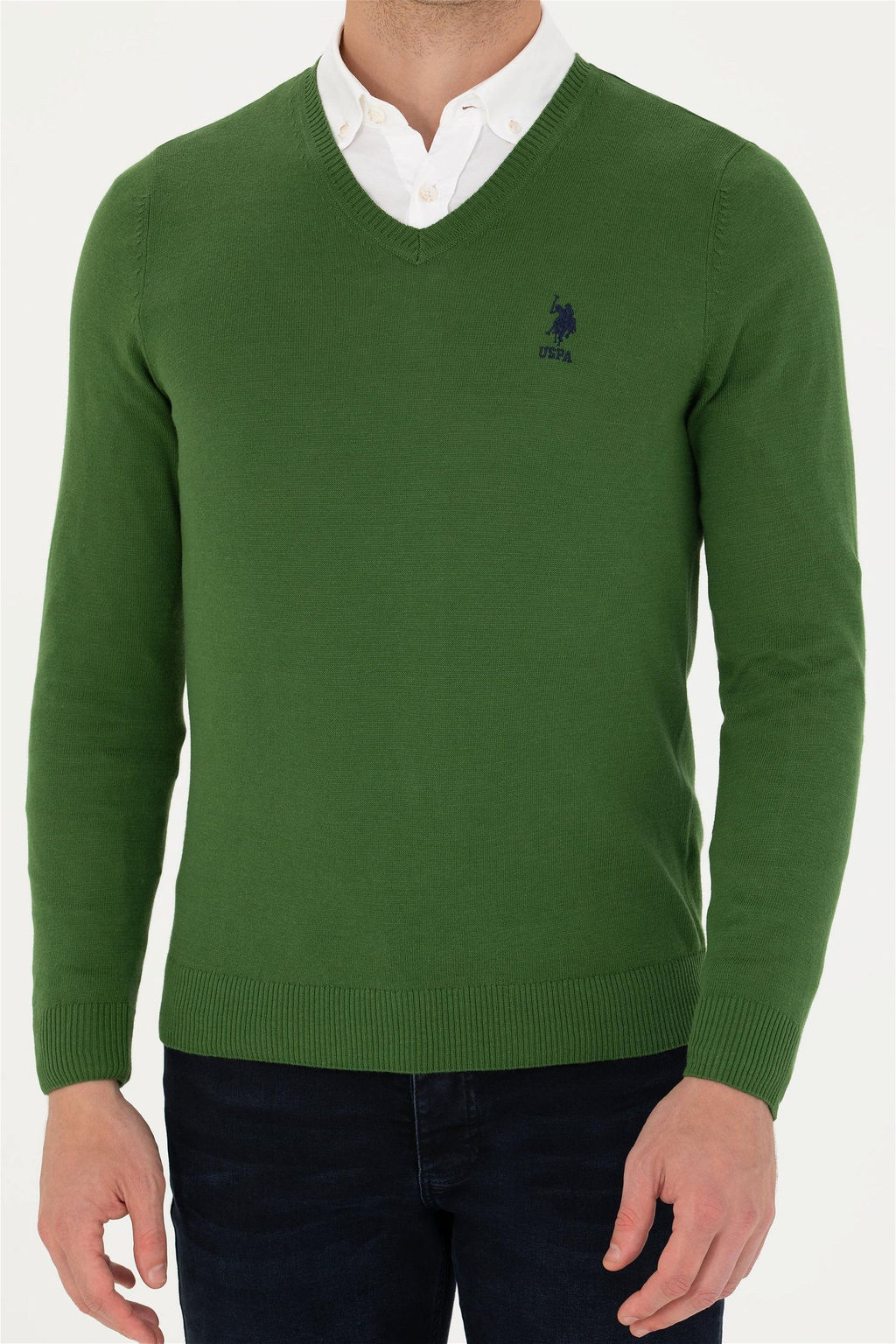Мужской зеленый базовый свитер - U.s. polo assn фото 6