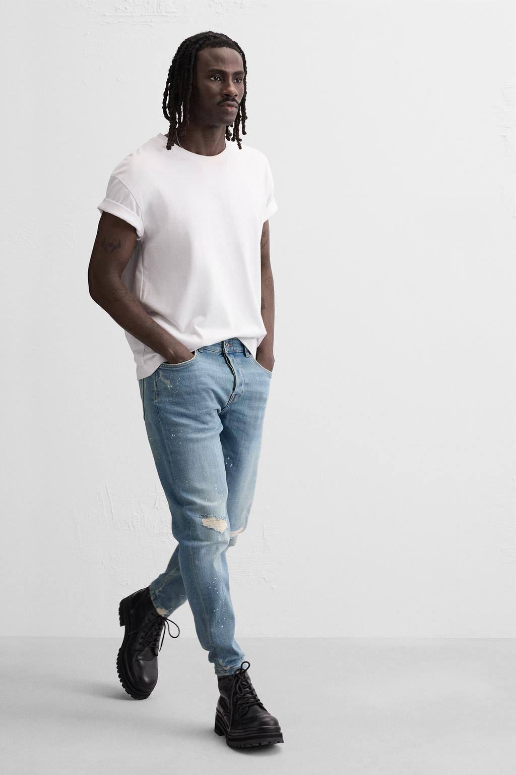 RIPPED SKINNY JEANS WITH PAINT SPLATTER - Zara фото 5