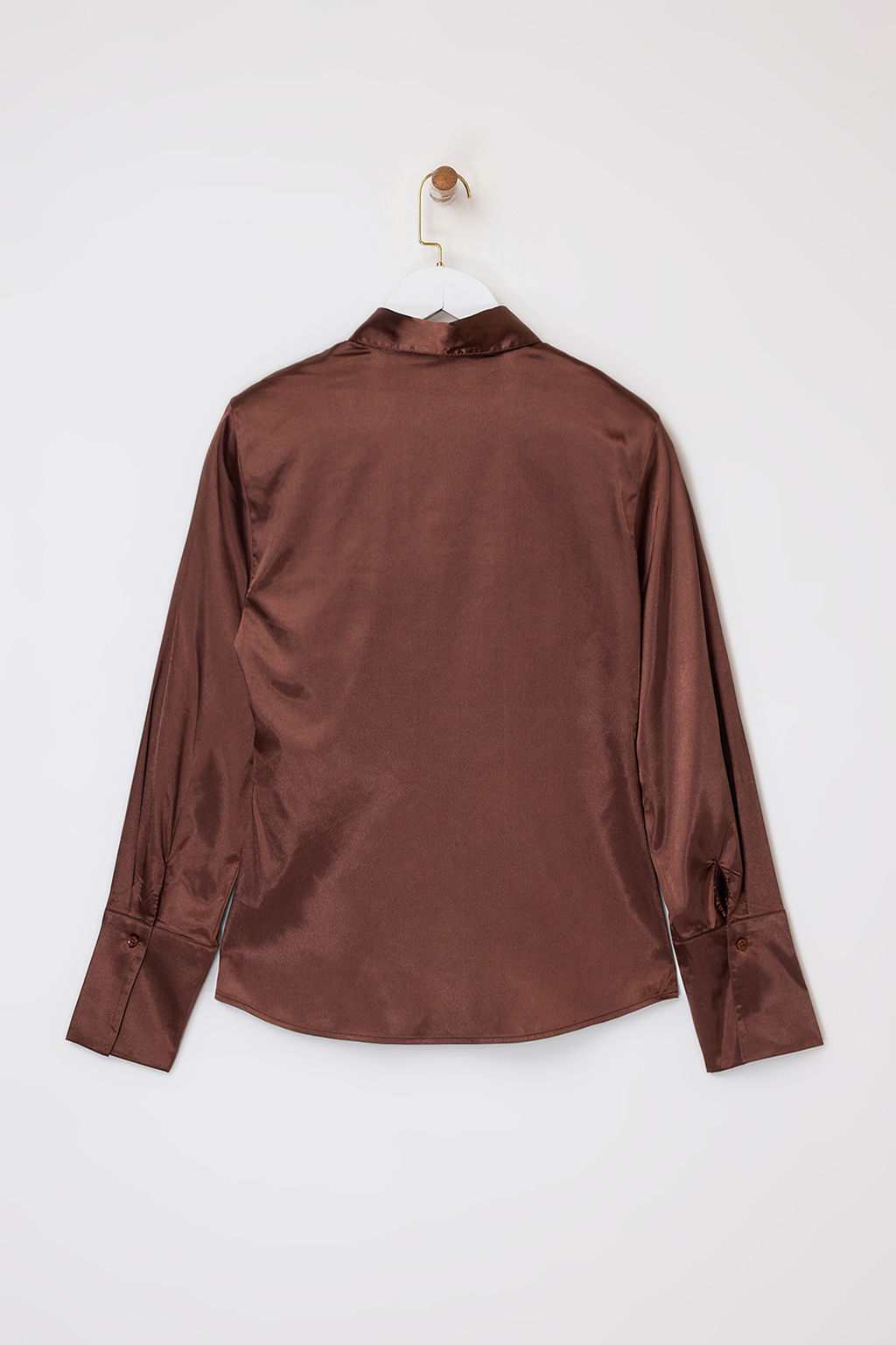 Kahverengi Hafif Bele Oturan Saten Vatkal? Gomlek TWOSS26GO00025 - Trendyolmilla фото 8