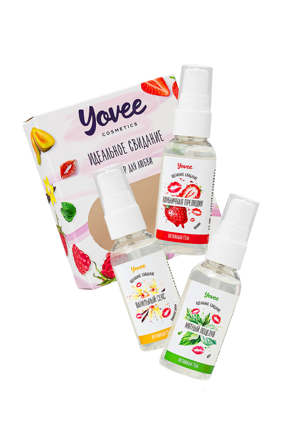Набор гелей-смазок Yovee для любви (721004+721006+721012), вкусовые (клубника+мята+ваниль), 3х50 мл - Yovee by toyfa фото 3