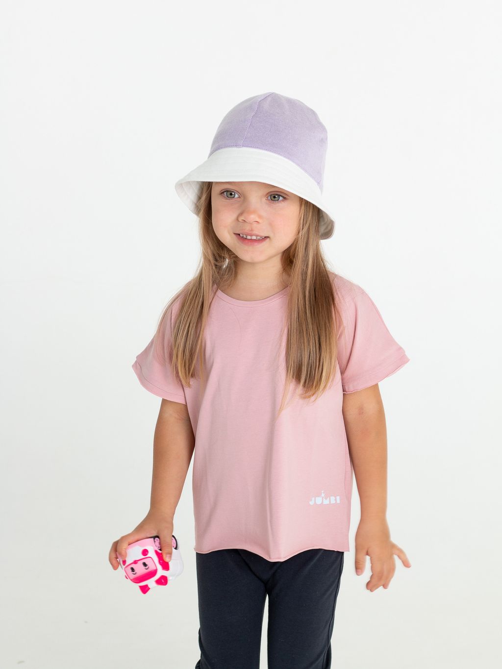 Панамка трикотажная вязаная (Молоко/Лаванда) - Jumbi фото 6