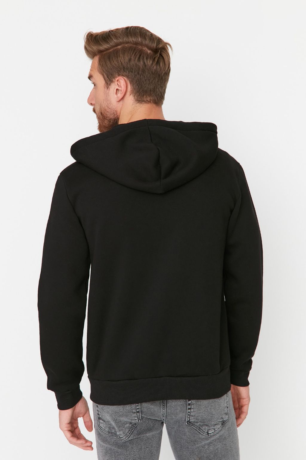 TRENDYOL MAN Siyah Regular/Normal Kesim Kapusonlu Slogan Bask?l? Ici Polar/S?cak Tutan Sweatshirt TMNAW23SW00227 - Trendyolmilla фото 13