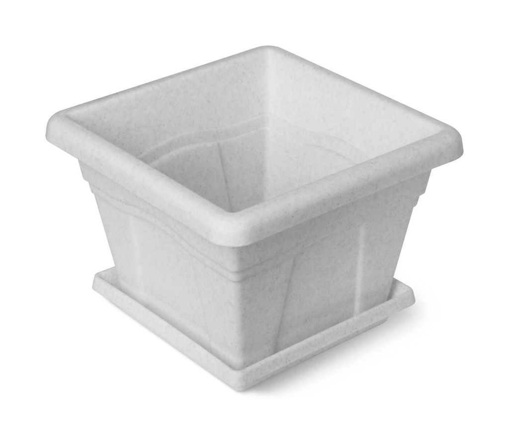 Горшок Квадро с поддоном 2.9л 20х20см мрамор С162М