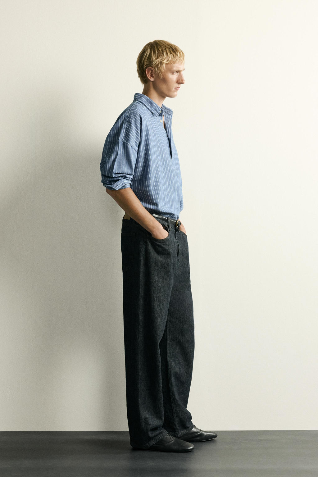 CAMISA POLO DENIM LIGERO RAYAS / Azul - Zara фото 4