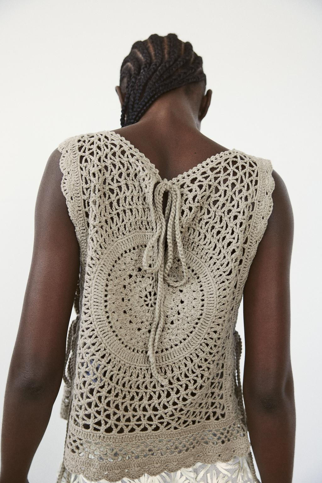 KNIT CROCHET TOP WITH TIES - Zara фото 4
