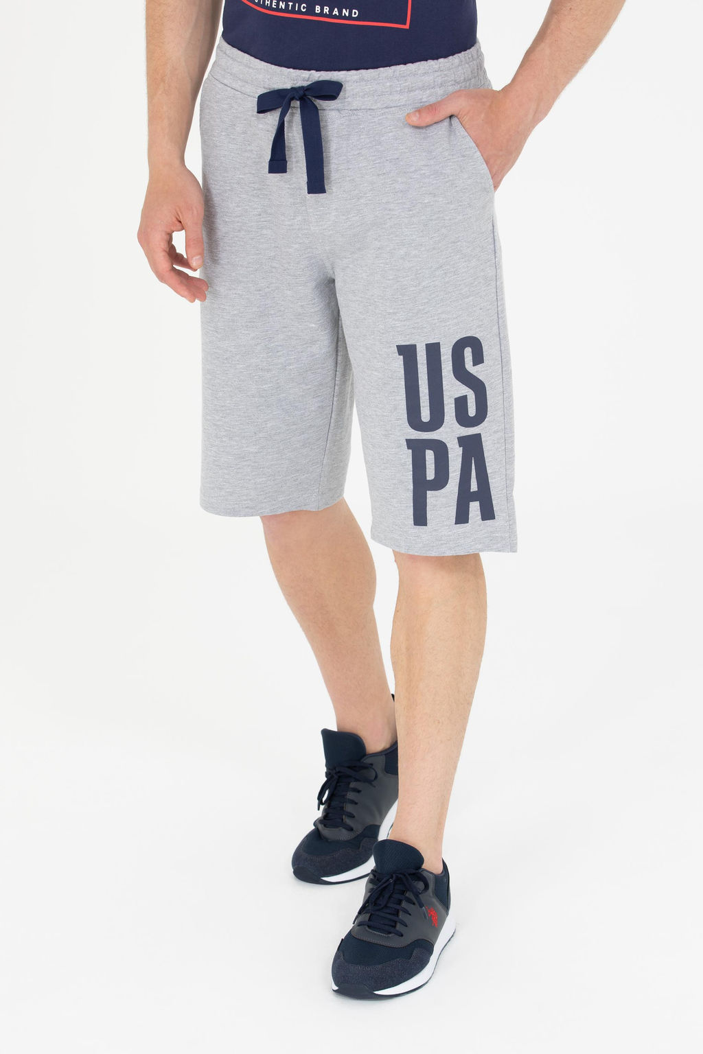 Шорты U.S. Polo Assn вязаные серые меланжевые хлопок  фото 3
