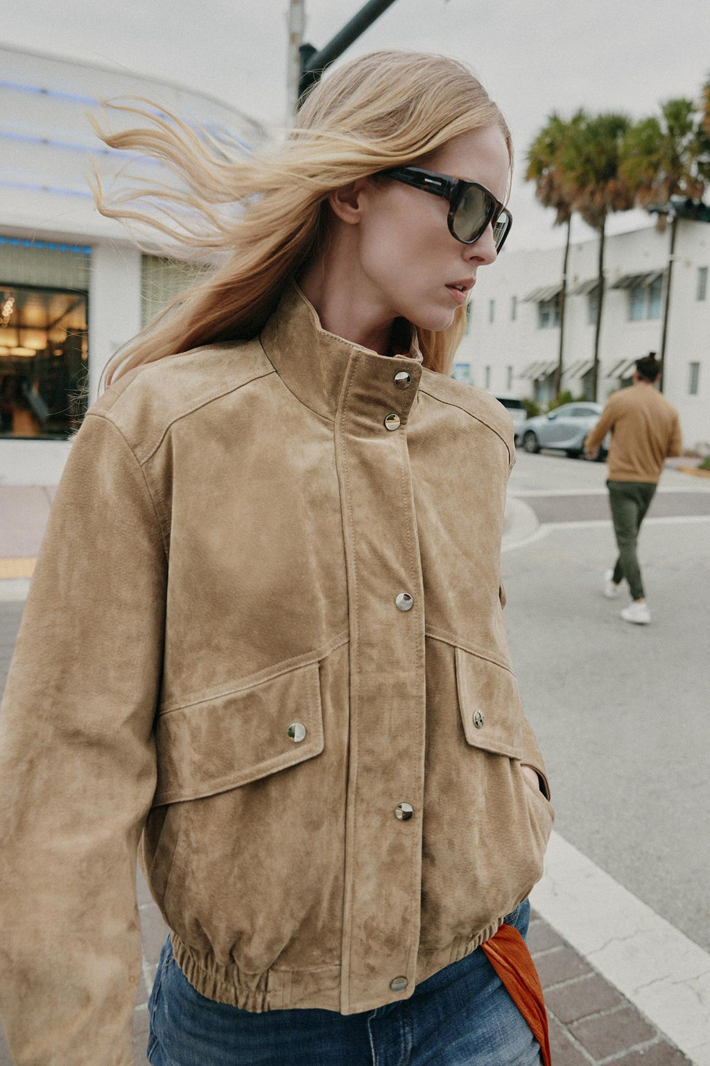 100% SUEDE LEATHER HIGH-NECK JACKET - Zara фото 14