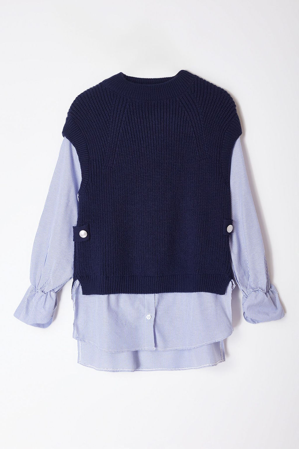 Lacivert Yumusak Dokulu Gomlek Garnili Triko Kazak TWOAW25KZ00033 - Trendyolmilla фото 6