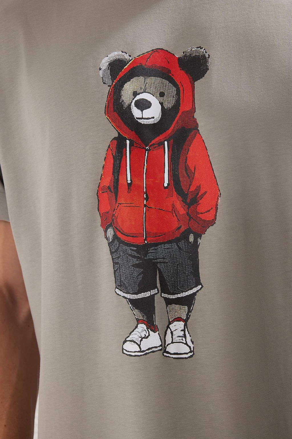 TRENDYOL MAN Ekru Unisex Oversize/Genis Kesim Ay?c?k Bask?l? %100 Pamuklu T-Shirt TMNSS25TS00158 - Trendyolmilla фото 3