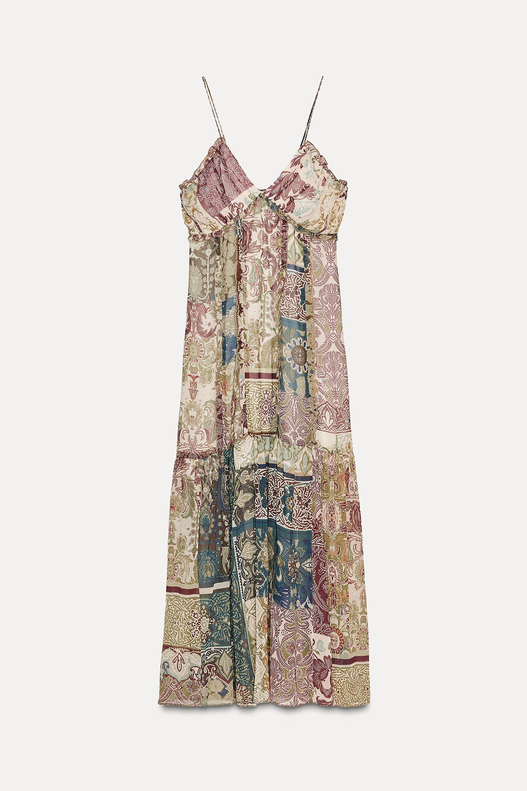 PATCHWORK PRINTED MIDI DRESS - Zara фото 7