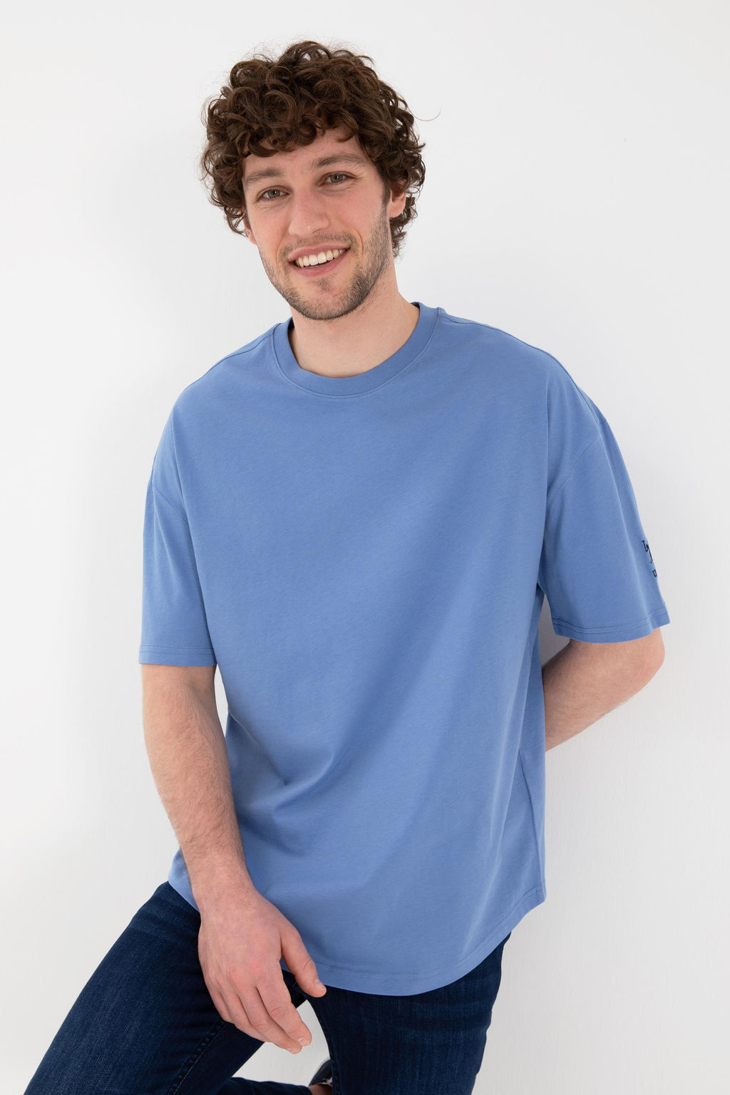 Erkek Long Fit Bisiklet Yaka Koyu Mavi Basic Ti__rt Sepette S_rpriz _ndirim - U.s. polo assn фото 2