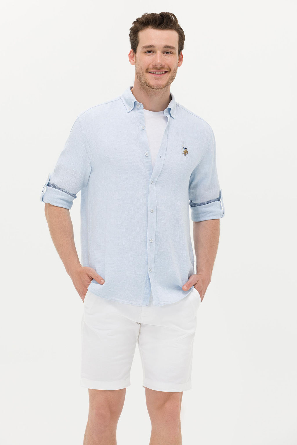 U. S. Polo Assn / Мужская голубая рубашка с длинным рукавом - U.s. polo assn фото 2