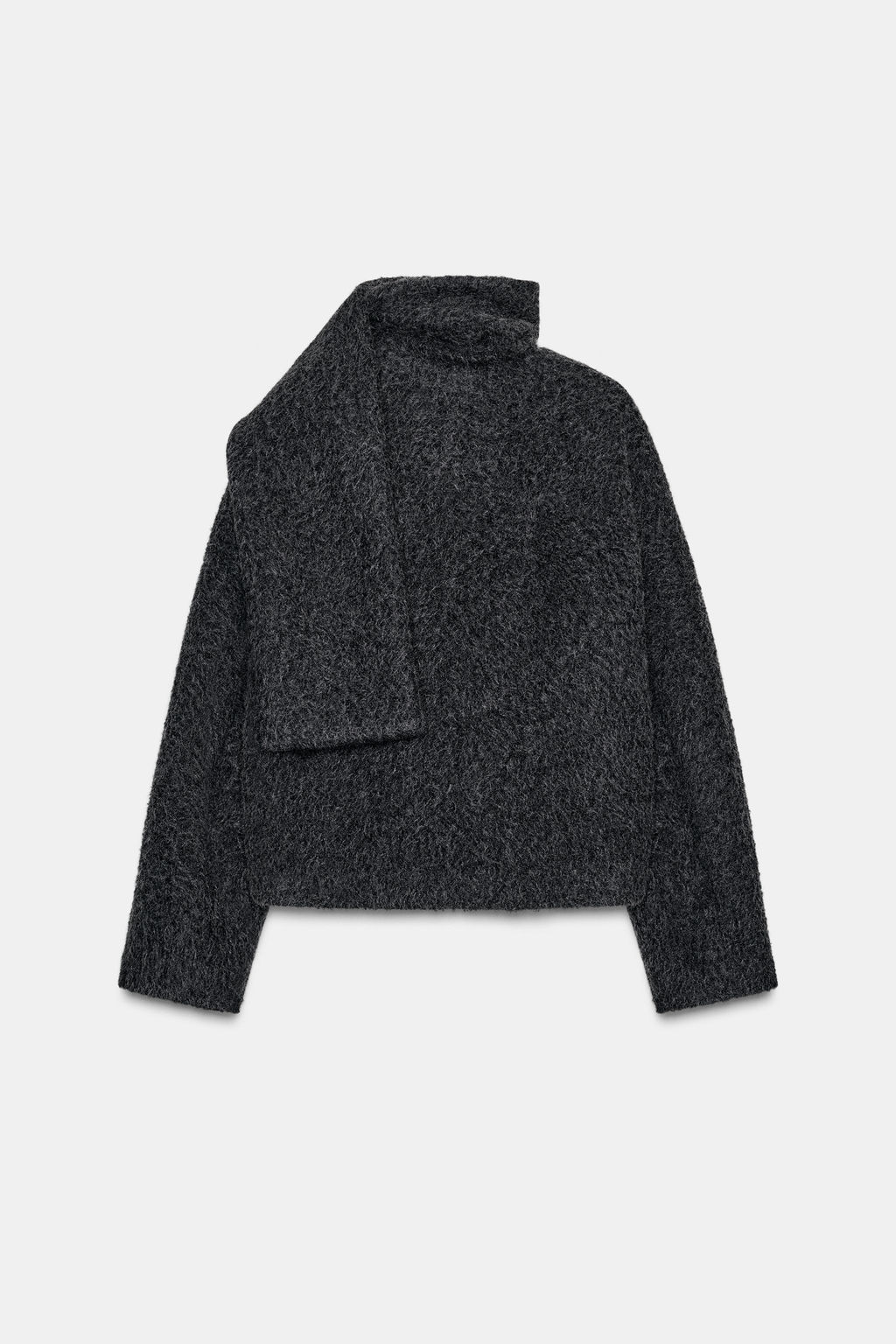 SHORT BOUCL_ COAT WITH SCARF - Zara фото 8