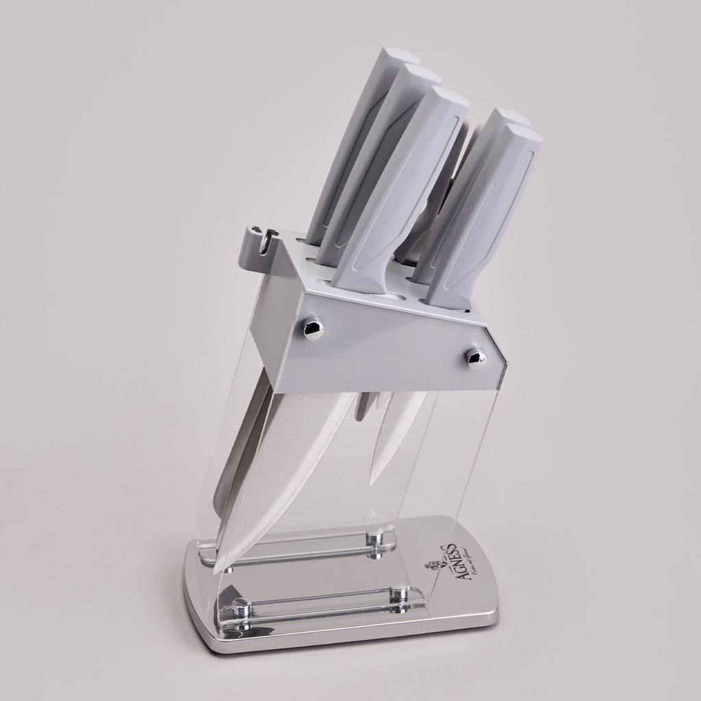 НАБОР НОЖЕЙ AGNESS НА ПЛАСТИКОВОЙ ПОДСТАВКЕ, 7 ПРЕДМЕТОВ  фото 2