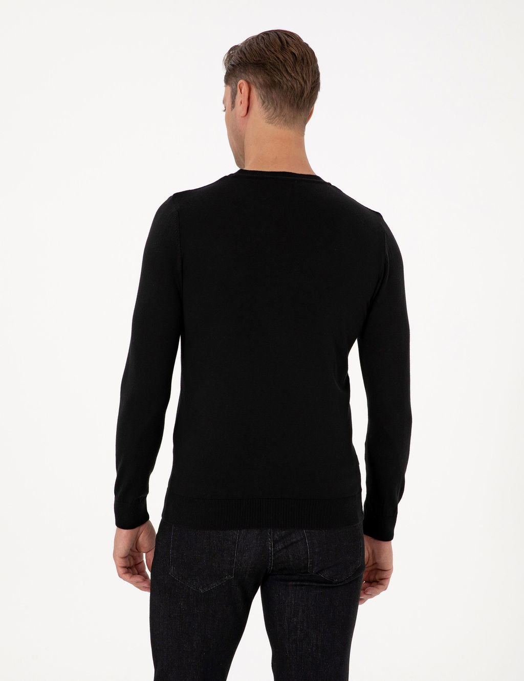Siyah Slim Fit Bisiklet Yaka Triko Kazak - Pierre cardin фото 5
