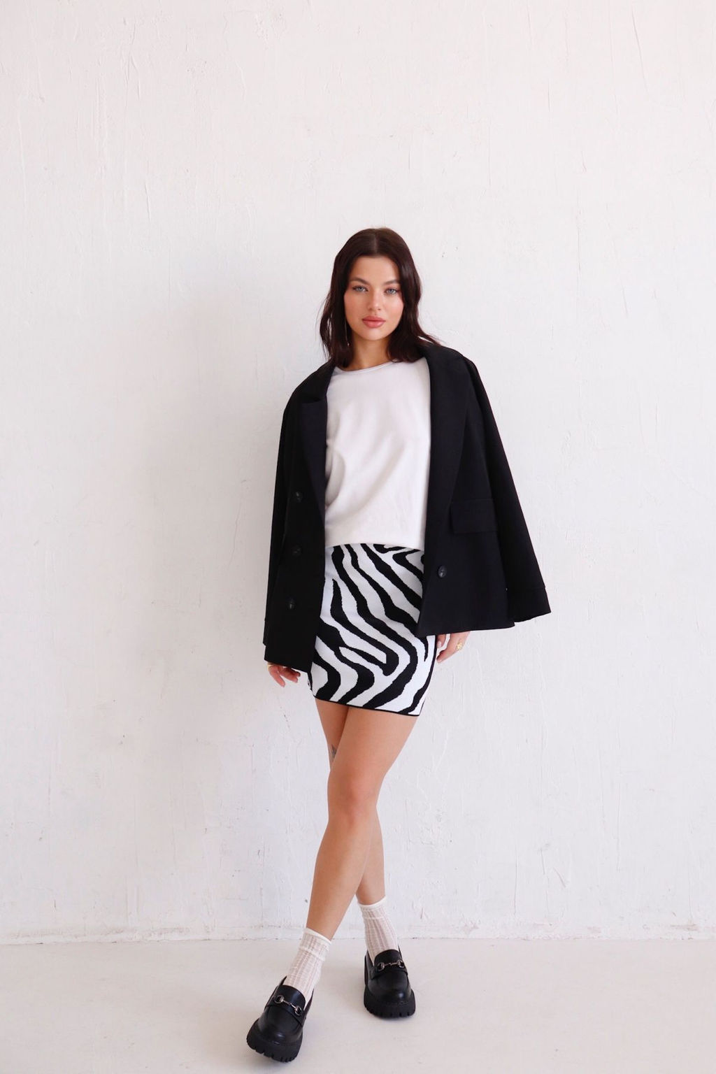 11417 Мини-юбка вязаная чёрно-белая - Martichelli фото 14