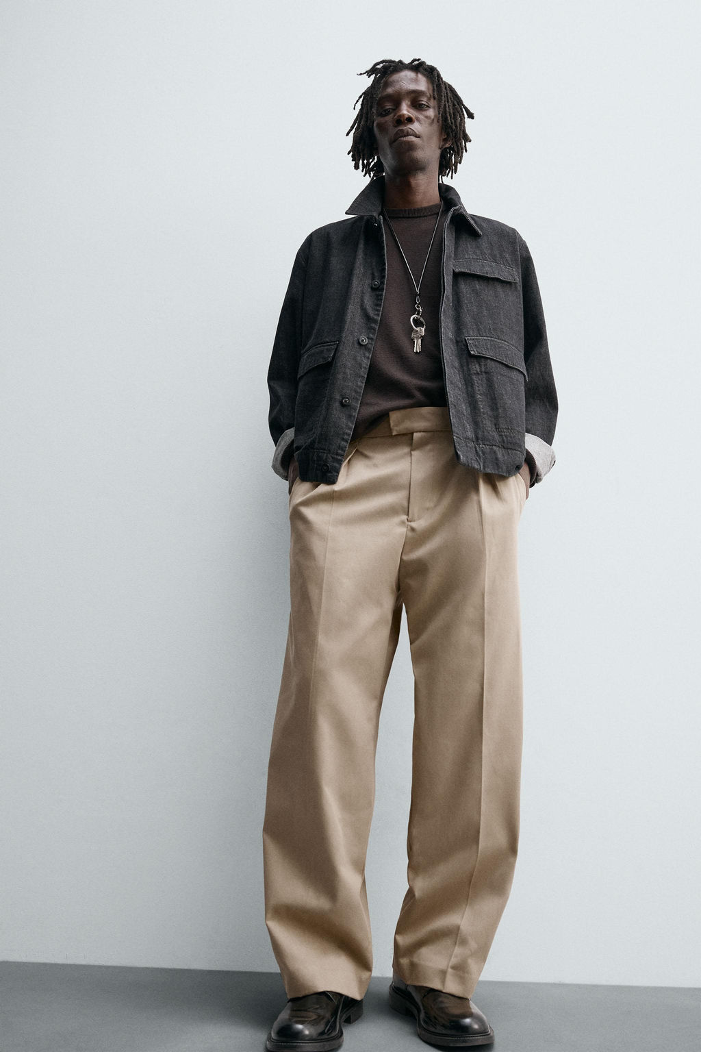 RELAXED FIT PLEATED TROUSERS - Zara фото 5