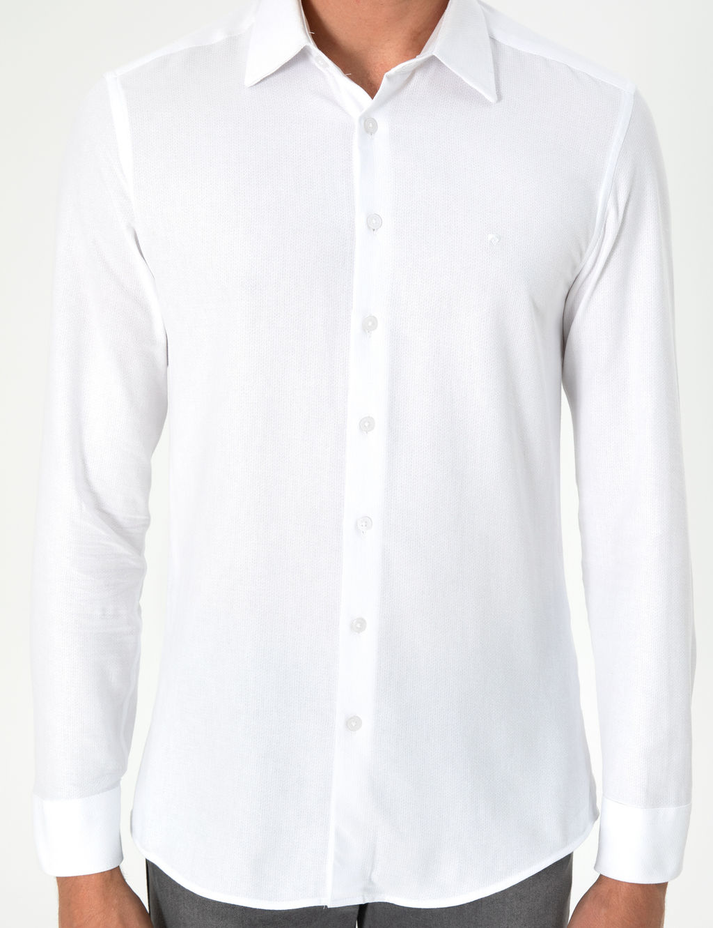 Beyaz Slim Fit Uzun Kollu G_mlek