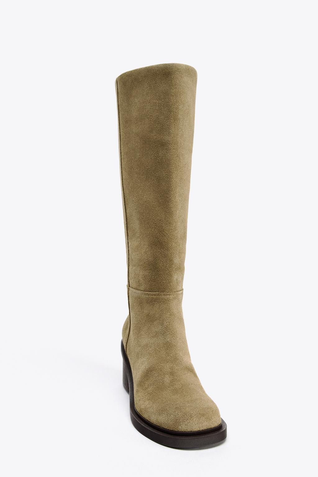 STITCHED SPLIT SUEDE HEELED BOOTS - Zara фото 3