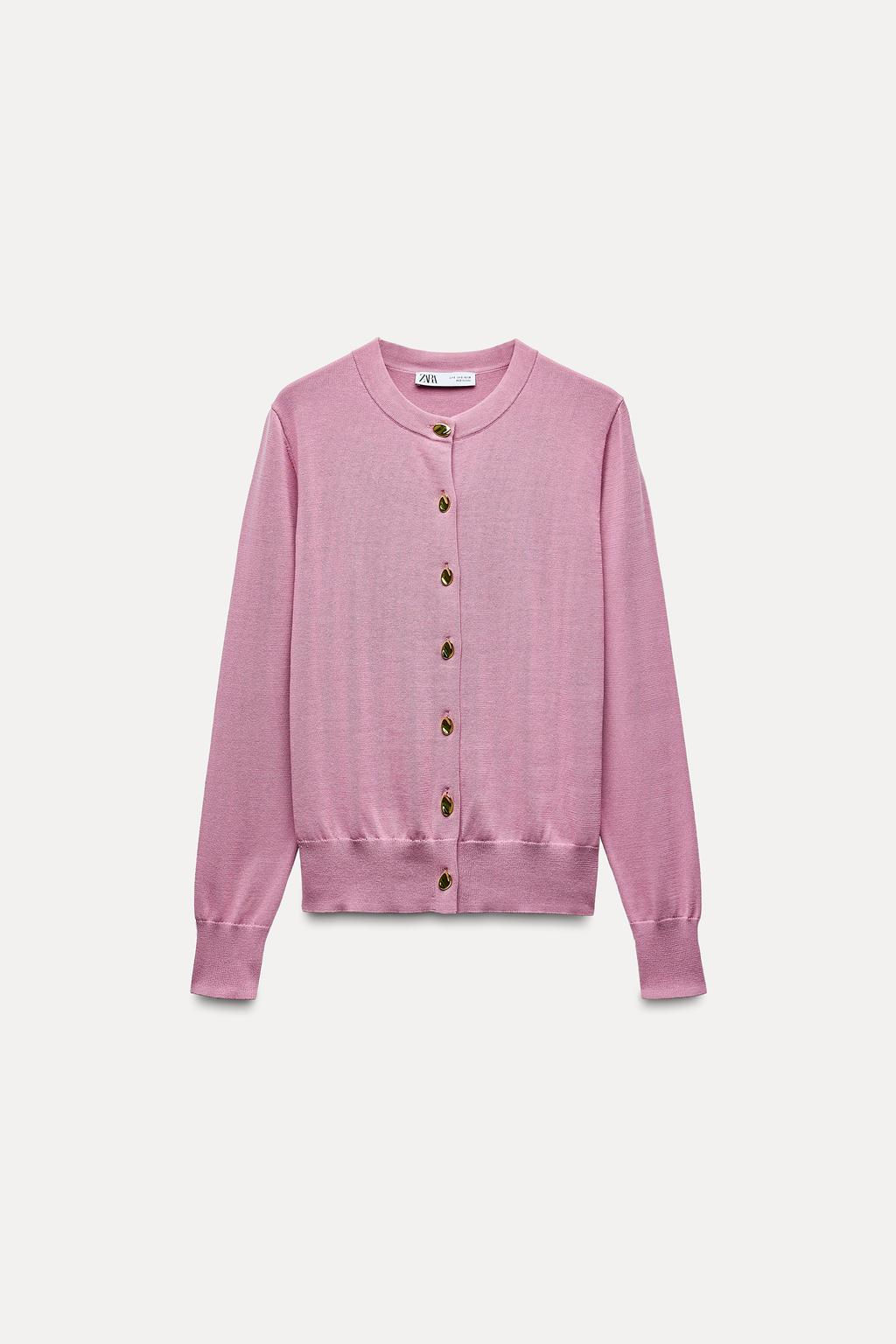 PLAIN KNIT CARDIGAN WITH GOLD BUTTONS - Zara фото 9