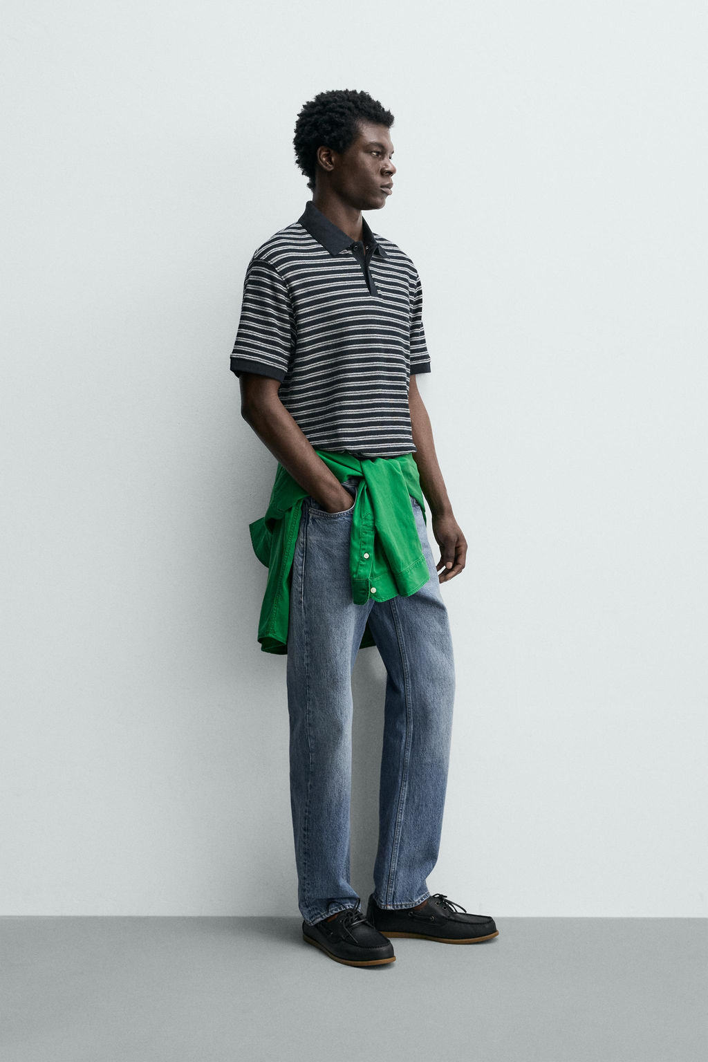 POLO REGULAR FIT JACQUARD RAYAS / Marino / Blanco - Zara фото 4