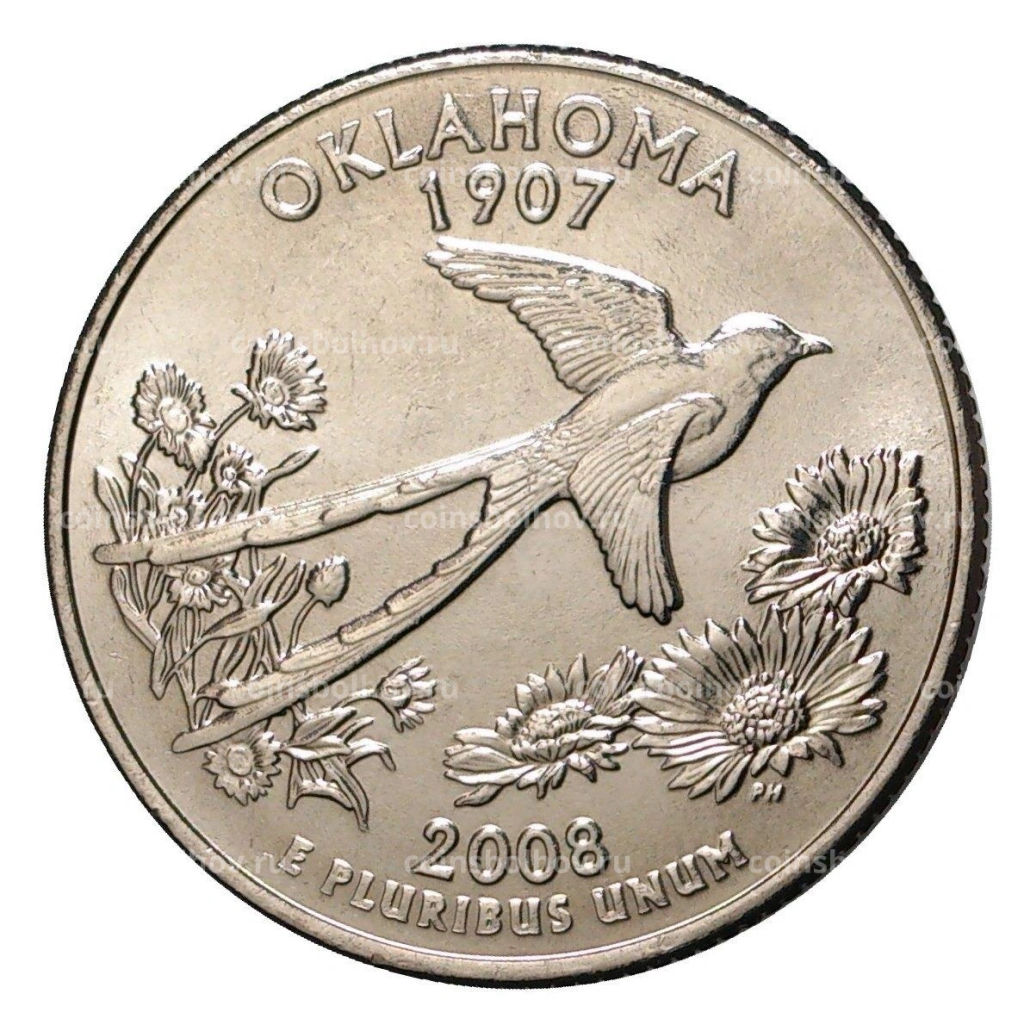 25 центов (1/4 доллара) 2008 года D США Штаты и территории  Оклахома