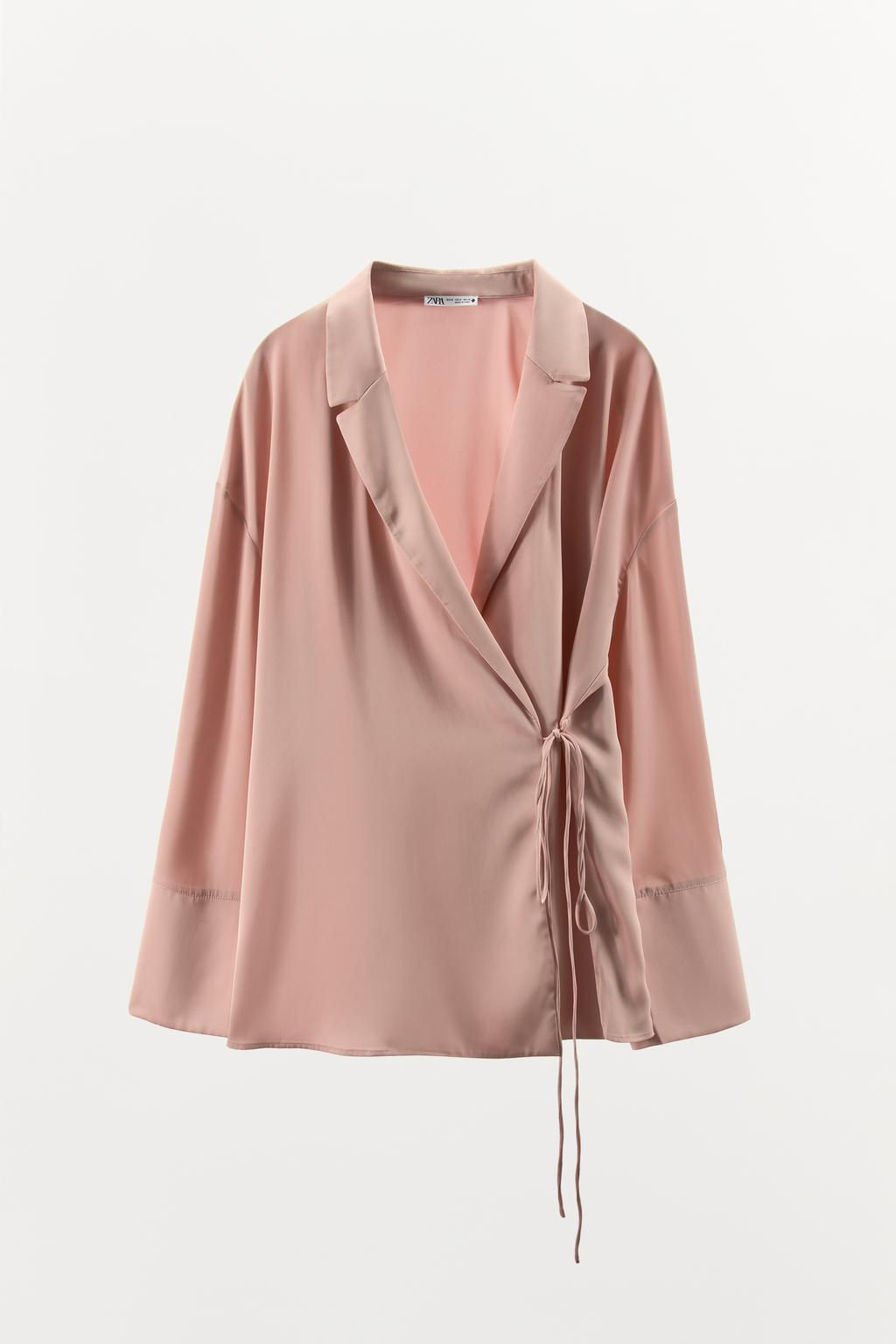 SATIN CROSSOVER PYJAMA SHIRT - Zara фото 3