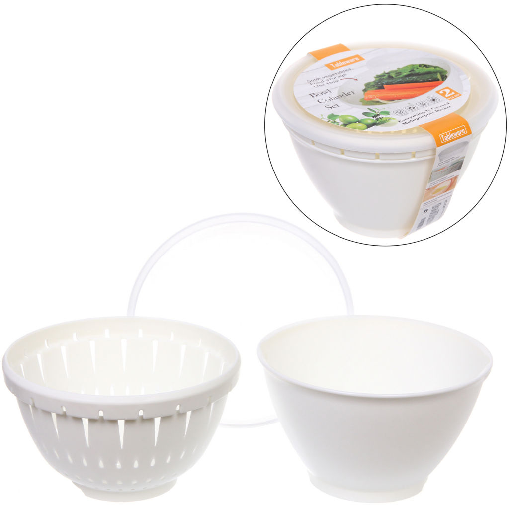 Дуршлаг пластиковый "Фаттория" 18*12см двойной с чашей и крышкой