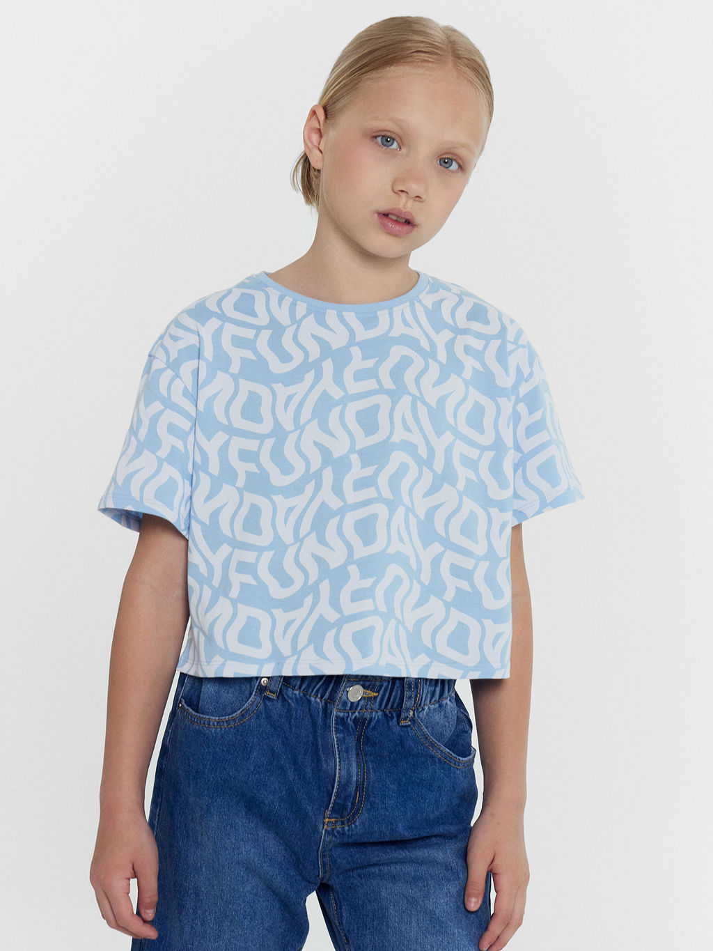 Футболка для девочек в голубом цвете с принтом - Mark formelle фото 2