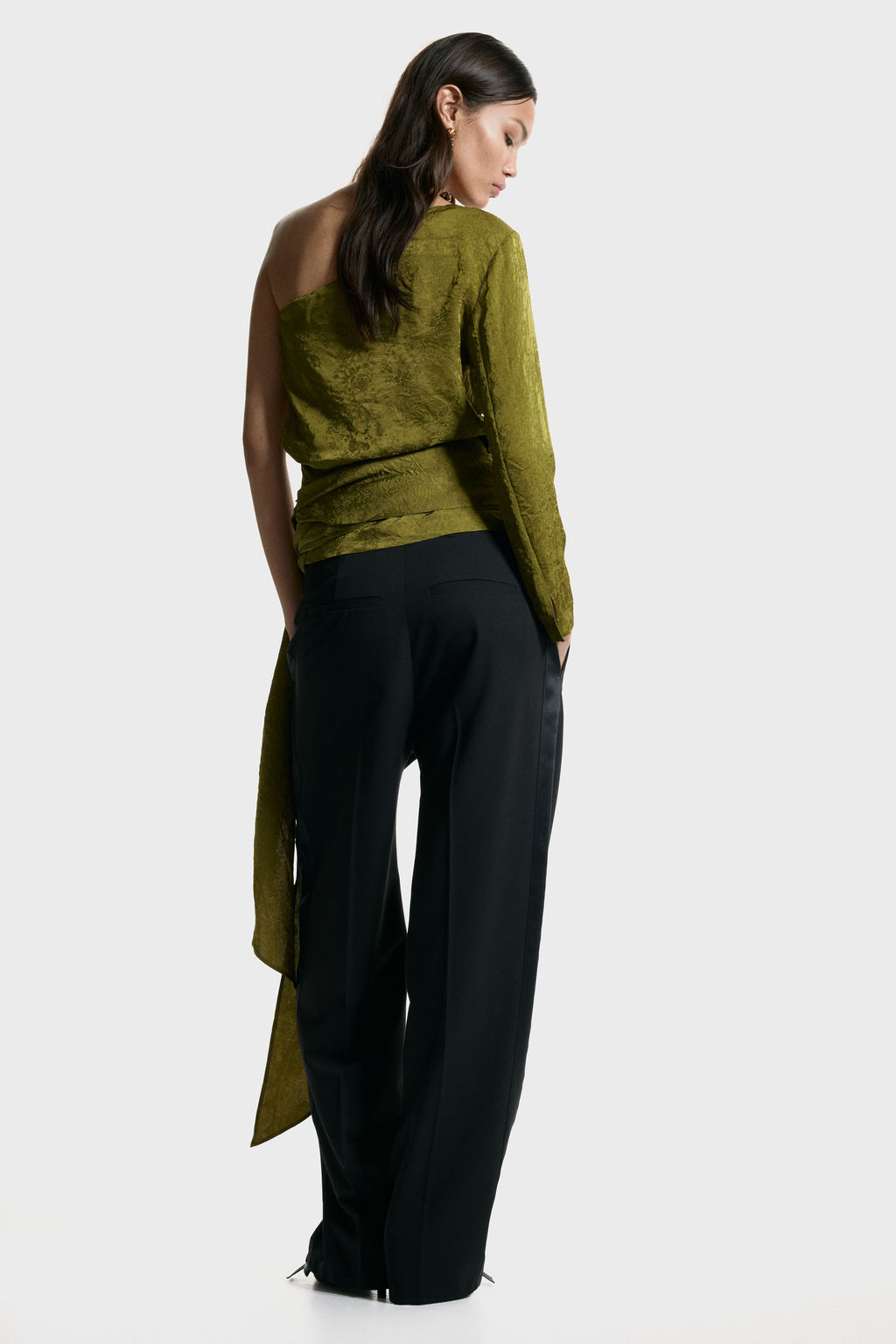 Blusa de un hombro en tejido jacquard - H&m фото 7