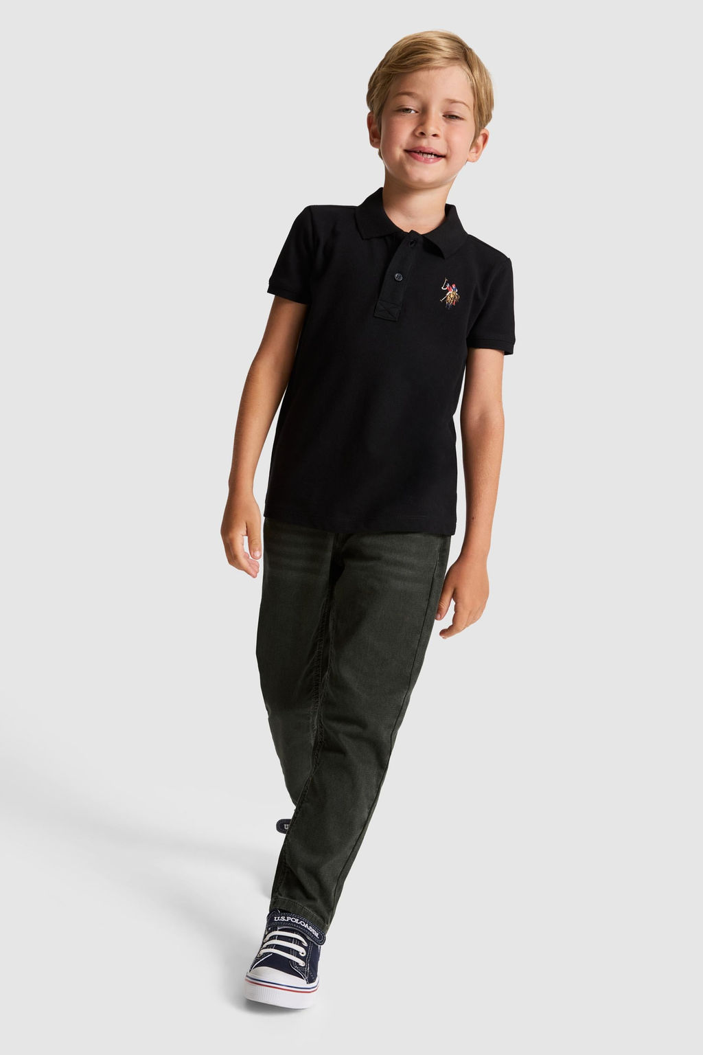 Erkek _ocuk Siyah Polo Yaka Basic Ti__rt