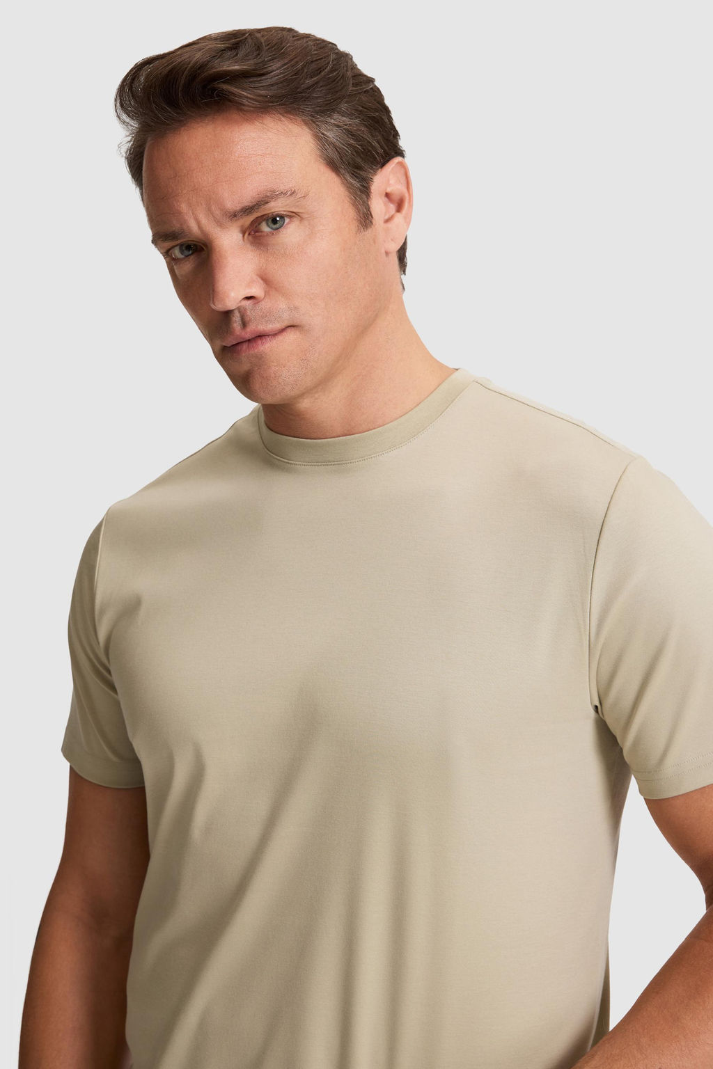 Erkek A__k Haki Regular Fit Bisiklet Yaka Basic Ti__rt