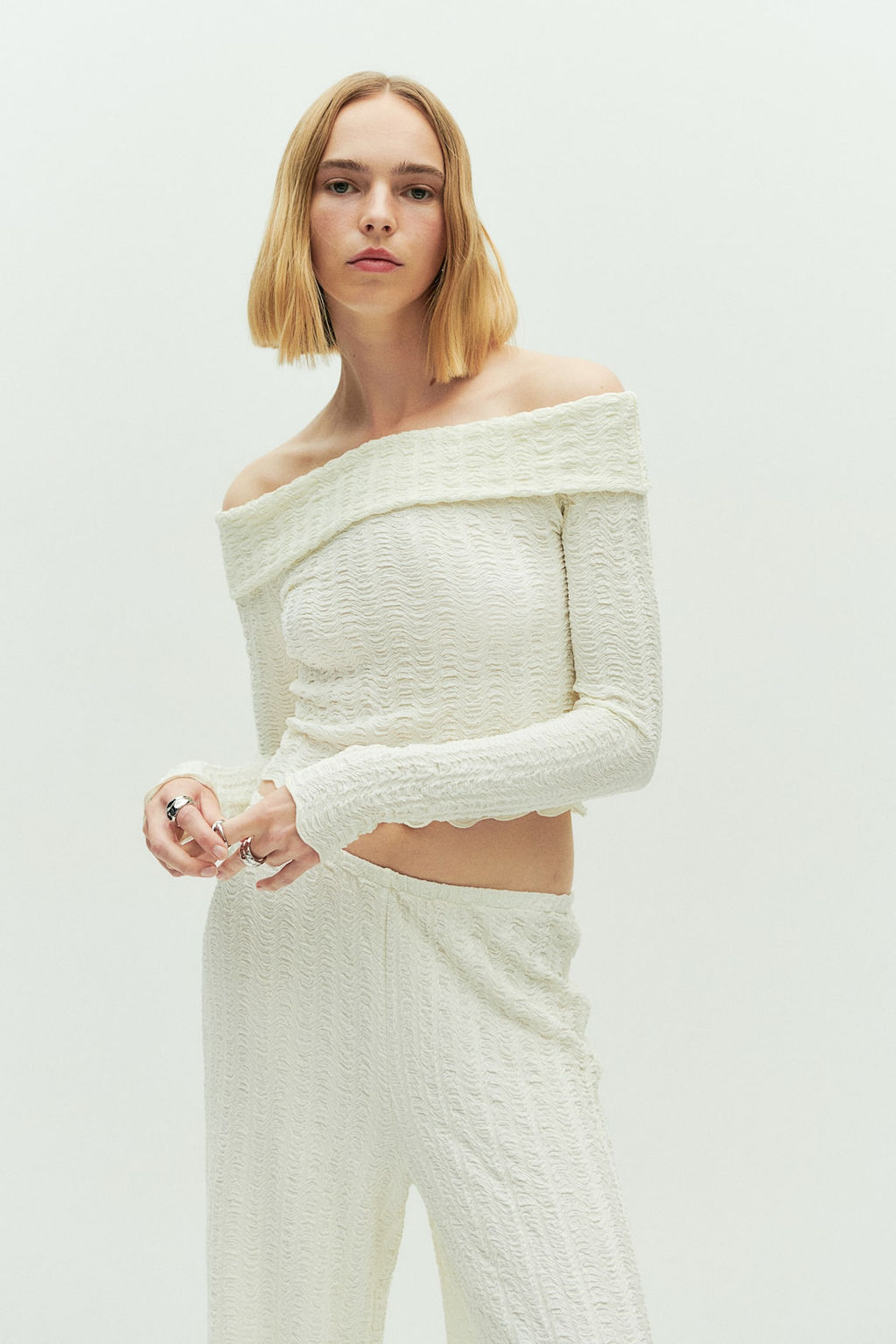 Top off-the-shoulder con textura - H&m фото 2