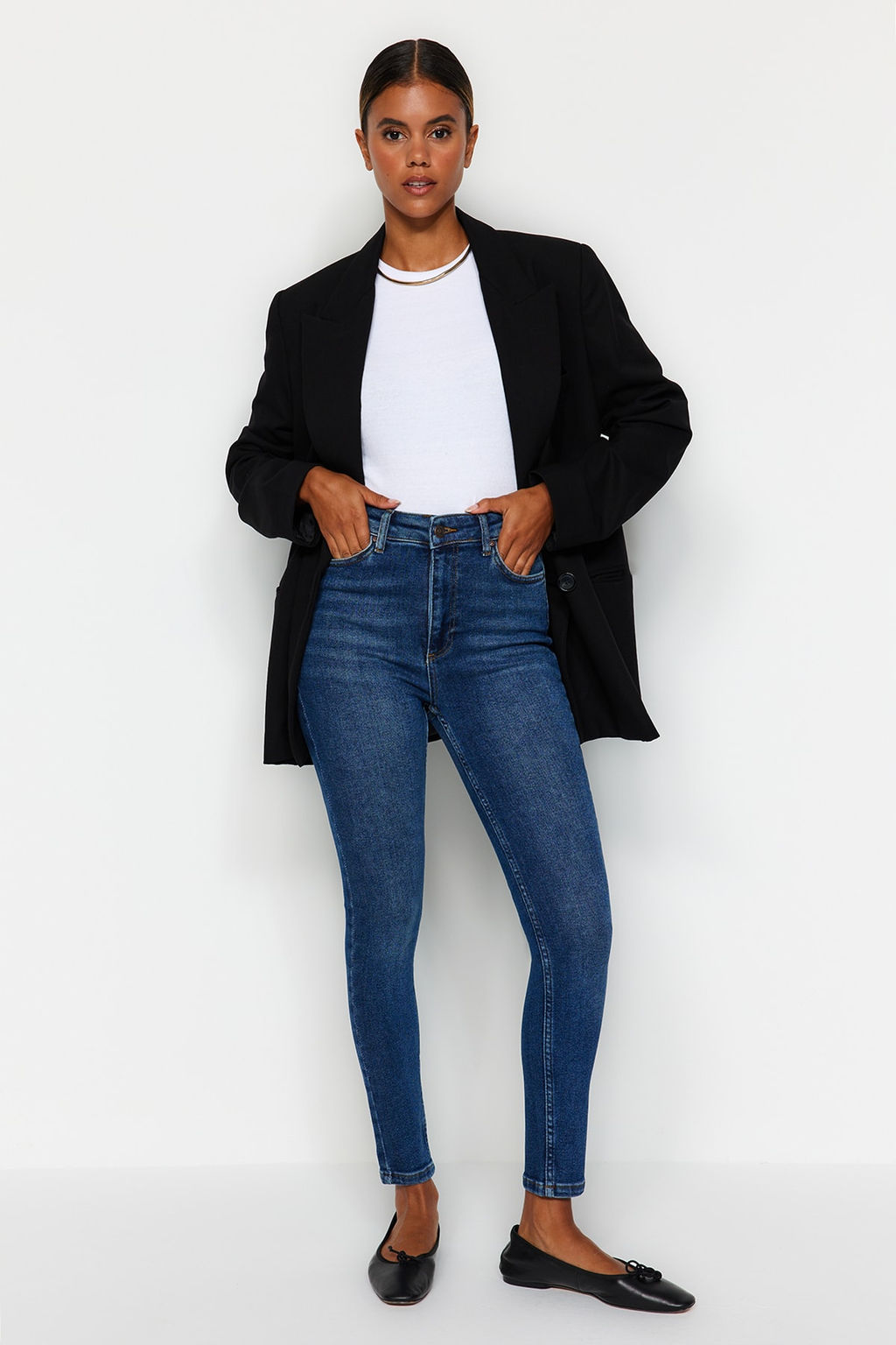 TRENDYOLMILLA Lacivert Yuksek Bel Skinny Jeans TWOAW24JE00068  фото 5