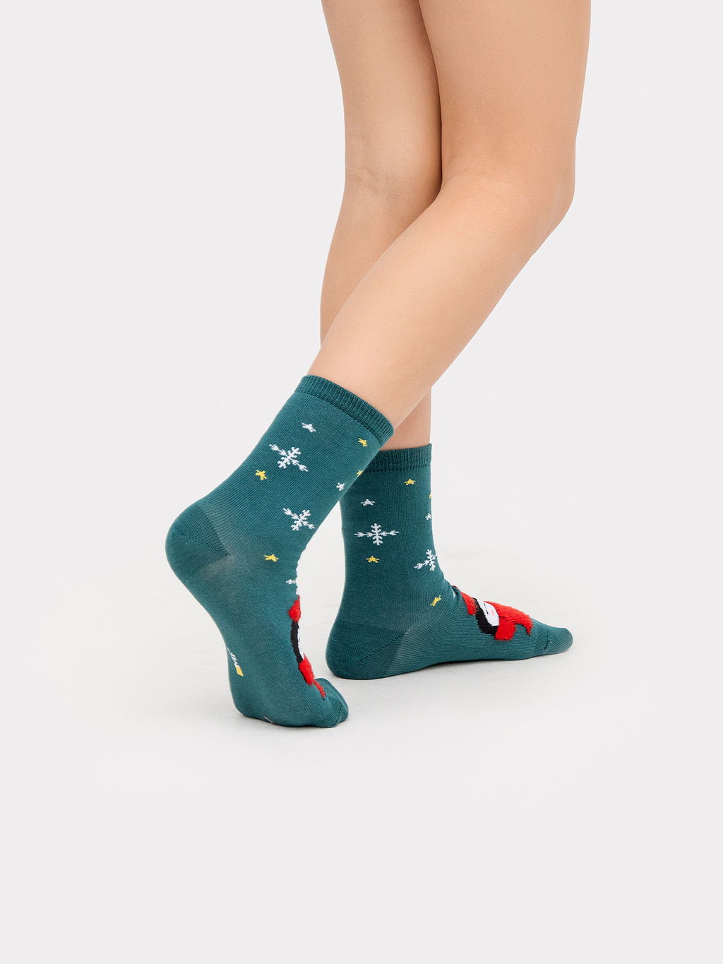 Цена за 5 пар! Носки детские малахитово-зеленые с рисунком в виде зайцев - Mark formelle фото 3